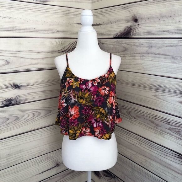 Xhilaration Floral Cropped Flowy Tank Top XS - Picture 1 of 8